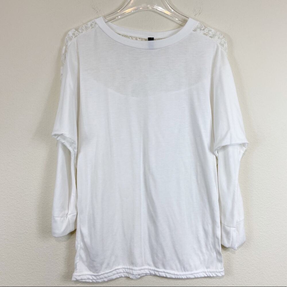 Zanzea | Cream Lace Embelled Dolman Tee Sz L